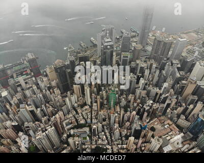 Hong Kon, Hong Kon, China. 15th Apr, 2018. Hong Kong, CHINA-15th April 2018: Aerial photography of buildings in Hong Kong, China. Hong Kong is the fourth-most densely populated region in the world and is dubbed as Forest of Skyscrapers. Credit: SIPA Asia/ZUMA Wire/Alamy Live News Stock Photo