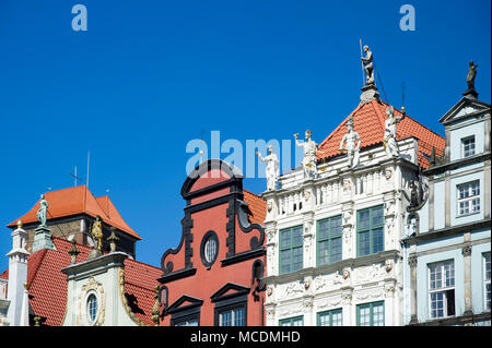 Gothic Bazylika Mariacka (St. Mary's Church), Zlota Kamienica (Golden House) on Dlugi Targ (Long Market) in Main City in historic centre of Gdansk, Po Stock Photo