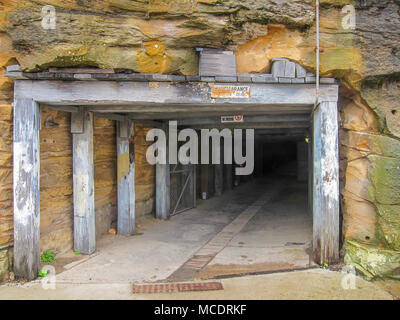 Tunnel entrance, Cockatoo Island a UNESCO World Heritage Site located at the junction of the Parramatta and Lane Cove rivers, Sydney, Stock Photo