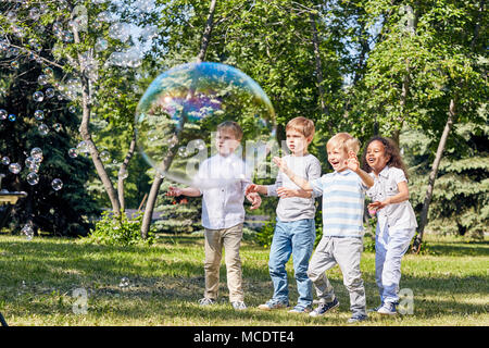 Having Fun with Soap Bubbles Stock Photo