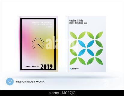 Business polygonal set of design brochure, abstract annual report, horizontal cover flyer in A4 Stock Vector