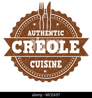 Authentic creole cuisine grunge rubber stamp on white background, vector illustration Stock Vector