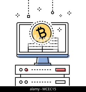 Cryptocurrency - colorful line design style conceptual illustration Stock Vector