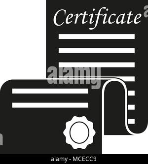 Black and white open certificate scroll silhouette. Stock Vector
