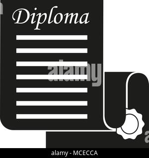 Black and white open diploma scroll silhouette. Stock Vector