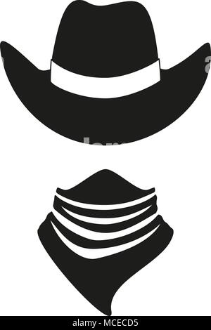 Black and white cowboy avatar silhouette Stock Vector