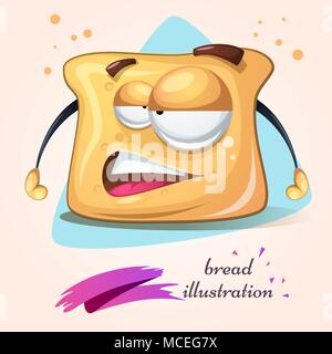 Cartoon funny, cute, crazy bread. Stock Vector
