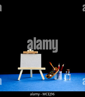 The blank easel board with wooden floor background, 3d rendering. Computer  digital background Stock Photo - Alamy