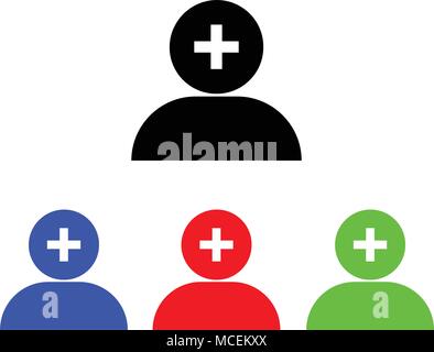 Add user glyph icon. Vector illustration. Web icon Stock Vector