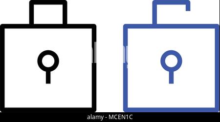Open and closed lock icon. vector illustration. Black and Blue color Stock Vector