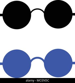 glasses flat icon. vector illustration. Black and Blue color Stock Vector