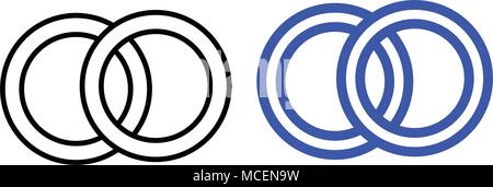 Wedding rings icon. vector illustration. Black and Blue color Stock Vector