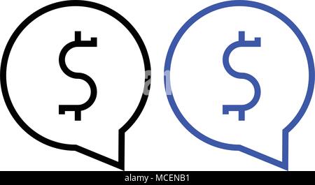 Money messages icon. vector illustration. Black and Blue color Stock Vector