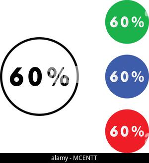 Sixty percent icon. vector illustration. flat and outline style Stock Vector