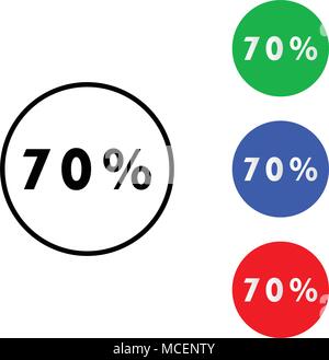 Seventy percent icon. vector illustration. flat and outline style Stock Vector