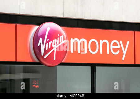 Virgin Money high street bank branch, Liverpool, Merseyside. Stock Photo