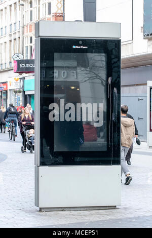 a blank clear channel advertising screen on the city centre high street in Liverpool, Merseyside. Stock Photo