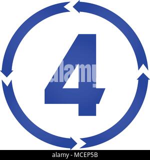 Number 4 sign turn iconvector illustration. flat style Stock Vector