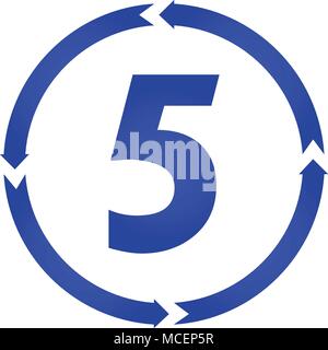 Number 5 sign turn iconvector illustration. flat style Stock Vector