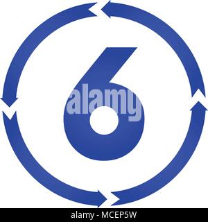 Number 6 sign turn iconvector illustration. flat style Stock Vector