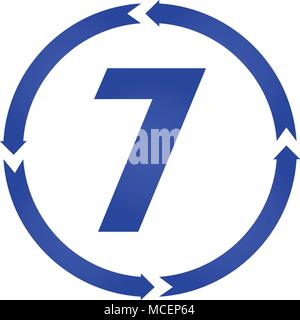 Number 7 sign turn icon vector illustration. flat style Stock Vector