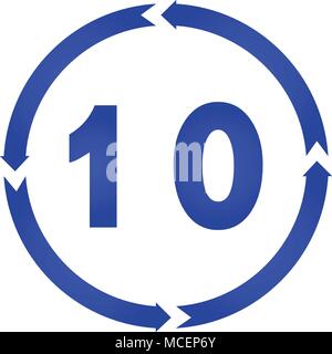 Number 10 sign turn iconvector illustration. vector illustration. flat style Stock Vector