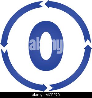 Number 0 sign turn icon. vector illustration. flat style Stock Vector