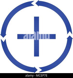 Plus sign turn icon. Positive symbol. Zoom in. Round colourful buttons Stock Vector