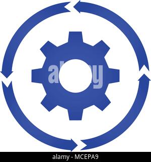Gear flat turn icon. vector illustration. flat style Stock Vector