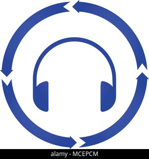 Headphones turn icon. vector illustration. flat style Stock Vector