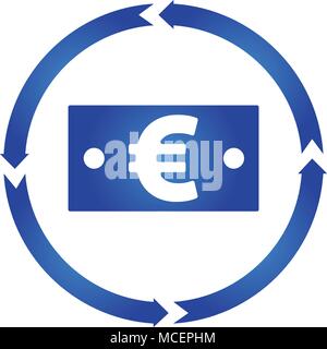 Euro bill turn icon. vector illustration. flat style Stock Vector