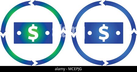 Dollar bill turn icon. vector illustration. flat style Stock Vector