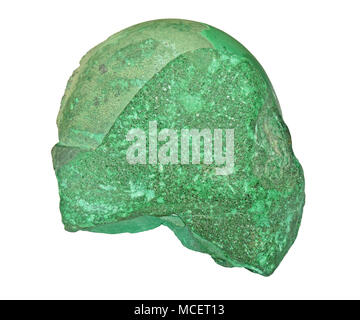 Raw specimen of a malachite stone on white background Stock Photo