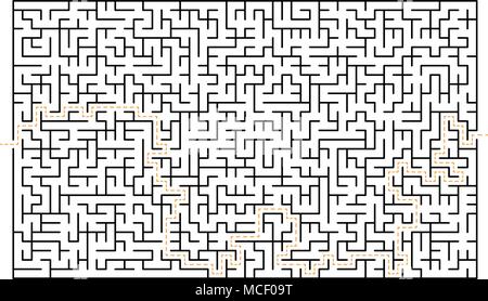 Big difficult maze labyrinth game isolated on white background Stock Vector