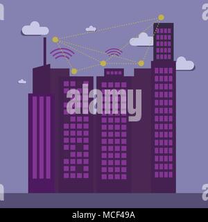 wi-fi connection design, city high buildings, vector illustration eps10 graphic Stock Vector