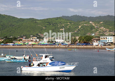 Fishing village and the community of Puerto Lopez at the pacific coast of Ecuador Stock Photo