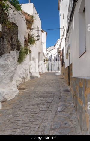 Traditional Spanish street in a small mountain village. Stock Photo