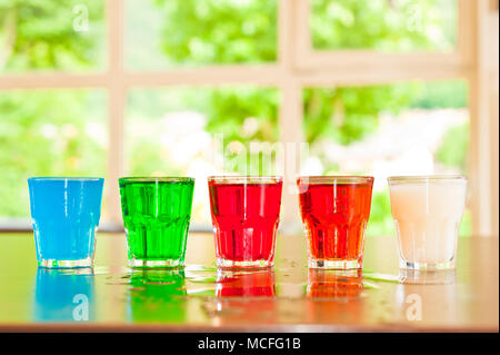 glass set with  colored cocktails Stock Photo