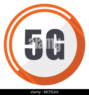 5g flat design orange round vector icon in eps 10 Stock Vector