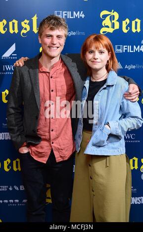 Johnny Flynn and Jessie Buckley attending a screening of new film Beast at the Ham Yard Hotel in London. Stock Photo