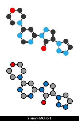 Molidustat investigational anemia drug molecule. Inhibitor of hypoxia-inducible factor prolyl hydroxylase, used as sports doping agent. Stylized 2D re Stock Vector