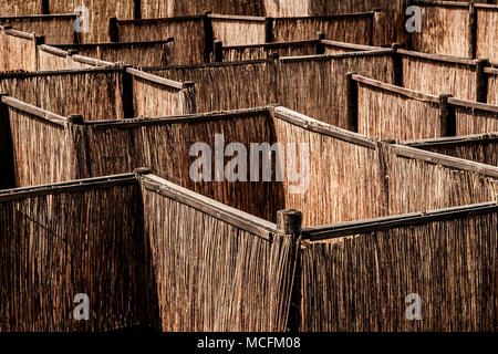 A top view of a wooden palisade maze. Stock Photo