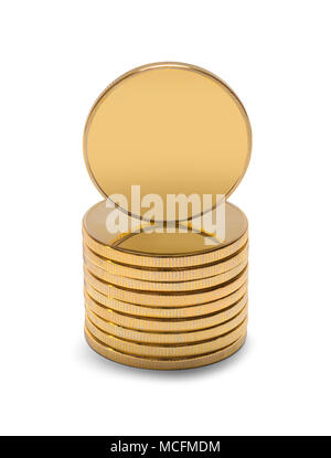 Gold coin stack isolated on white Stock Photo - Alamy