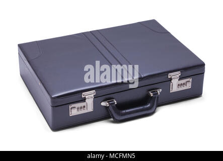 Black Leather Briefcase Isolated on a White Background. Stock Photo