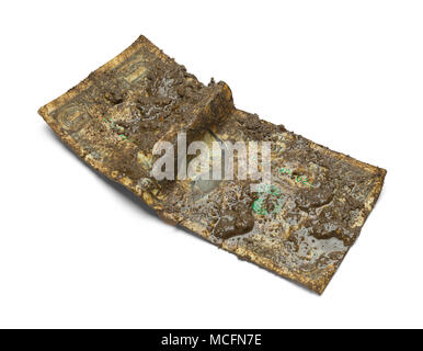 Dirty Muddy One Dollar Bill Isolated on a White Background. Stock Photo