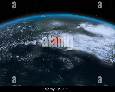 Night view of Sierra Leone highlighted in red on planet Earth with ...