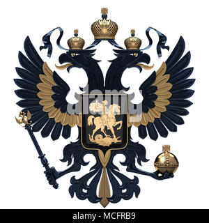 Golden Coat of arms of Russia Stock Photo