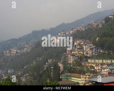 Gangtok, SIKKIM, INDIA , 17th APRIL 2011 : The View over the city center of gangtok. Gangtok is the capital of sikkim state in India. Stock Photo