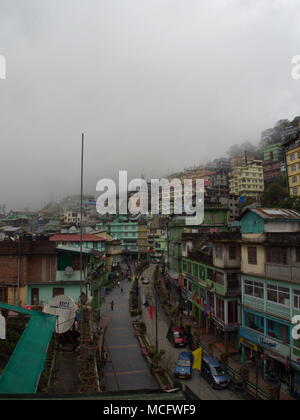Gangtok, SIKKIM, INDIA , 17th APRIL 2011 : The View over the city center of gangtok. Gangtok is the capital of sikkim state in India. Stock Photo