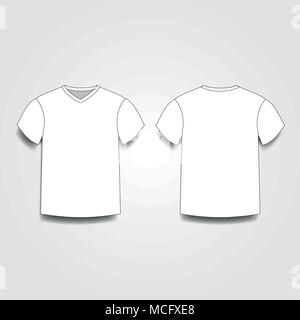 Black male t-shirt template v-neck front and back Vector Image
